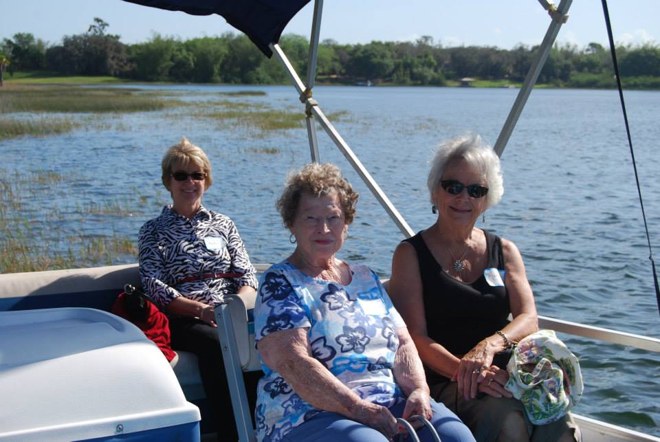 People enjoy some time on the pontoon boat